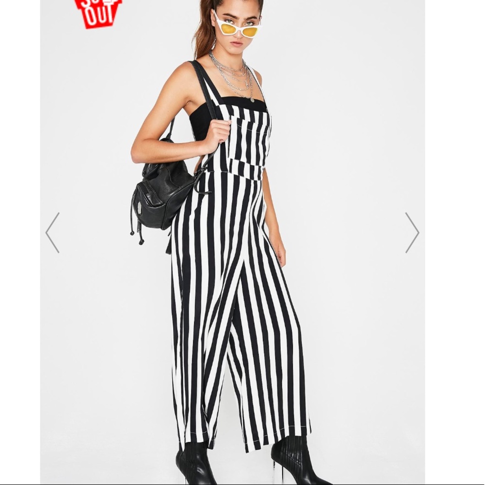 Barely Legal Stripe Overalls / M / NWT!